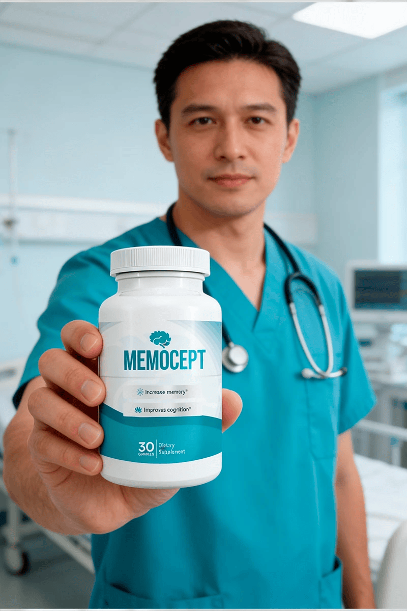 Doctor holding Memocept supplement